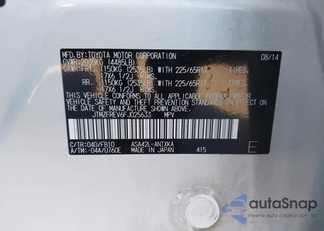 2015 Toyota Rav4 Le from USA, damaged, VIN JTMZFREV6FJ025633